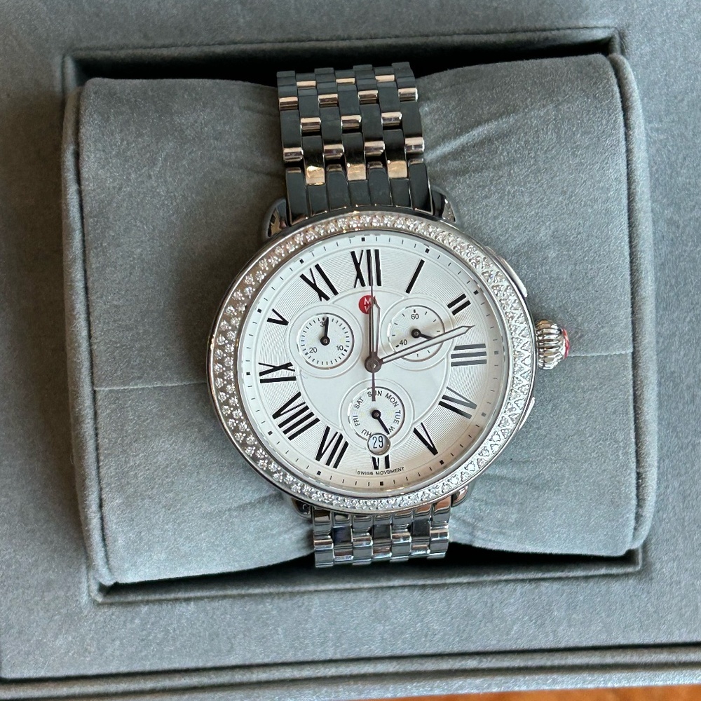 Michele Women's Serein Stainless Steel Watch with Diamonds